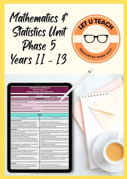 Mathematics & Statistics Unit  Phase 5: Years 11 - 13