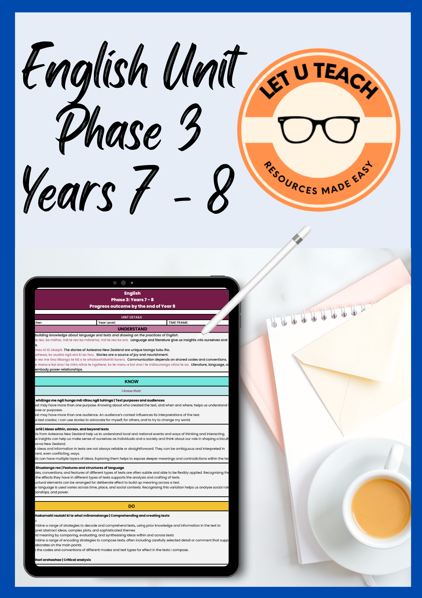 English Unit Plan Phase 3 - Years 7 - 8