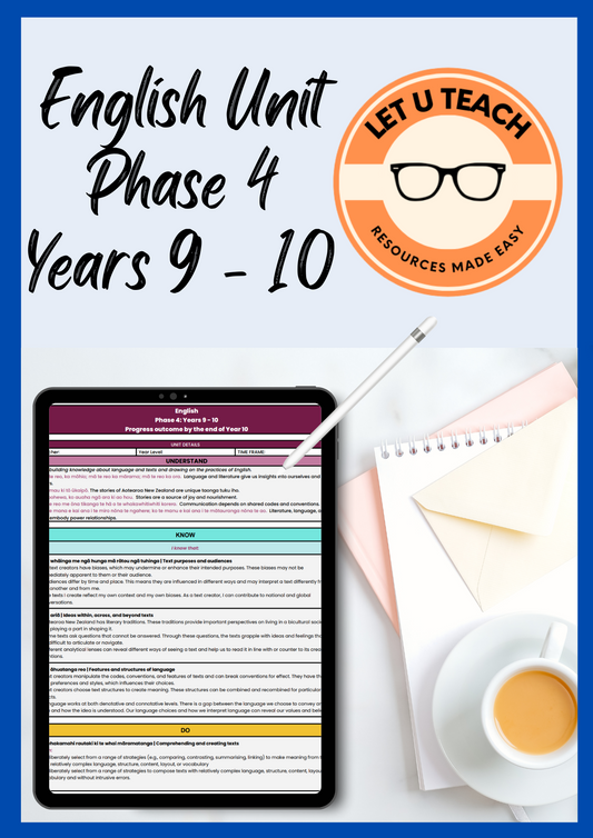 English Unit Plan Phase 4: Years 9 - 10