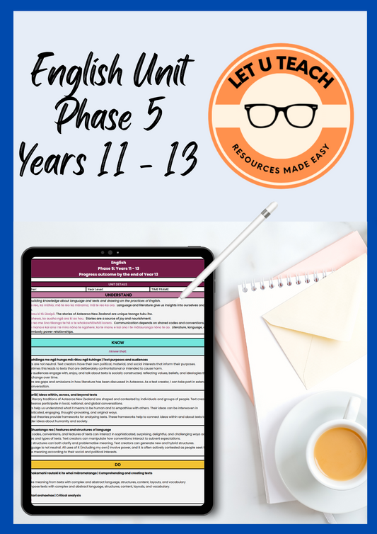 English Unit Plan Phase 5 - Years 11 - 13