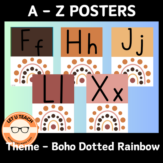 A - Z Boho Dotted Rainbow Wall Posters