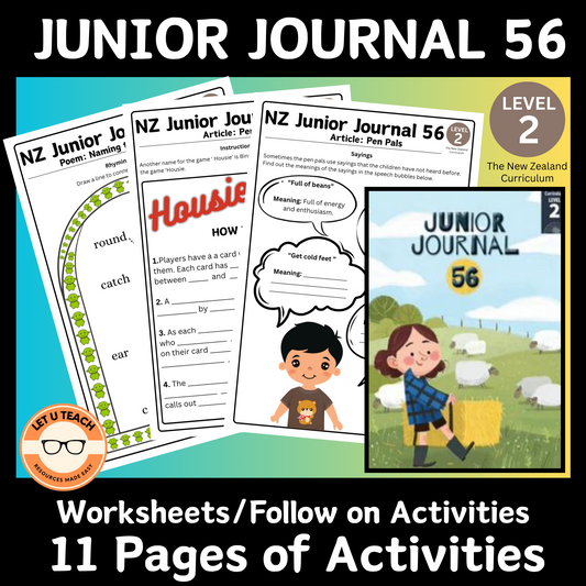 NZ Junior Journal 56, Level 2 Follow on Activities / Worksheets