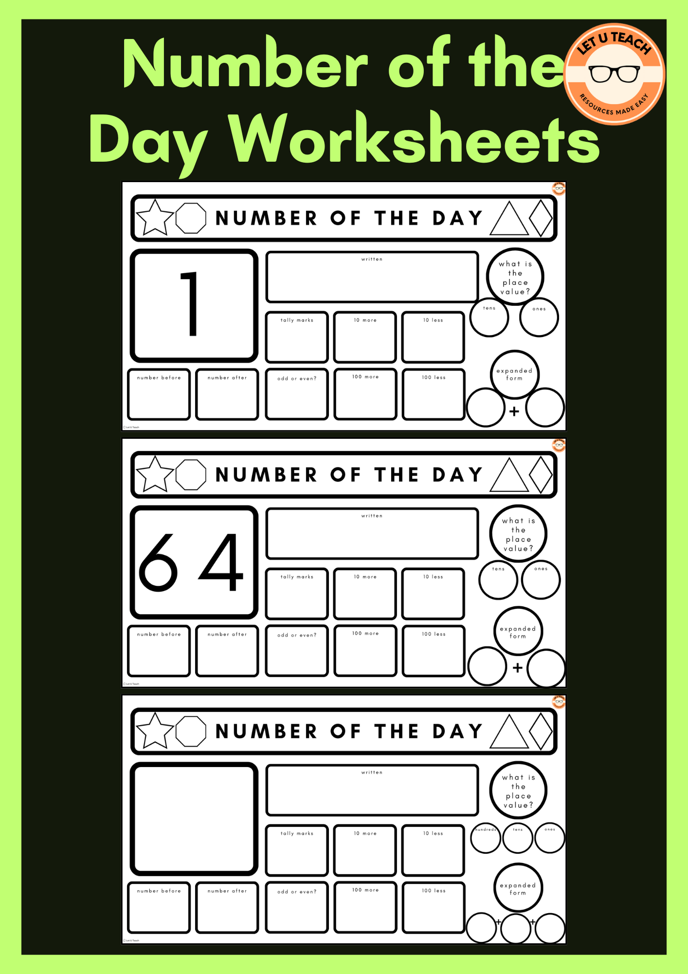 Number Of The Day Worksheets