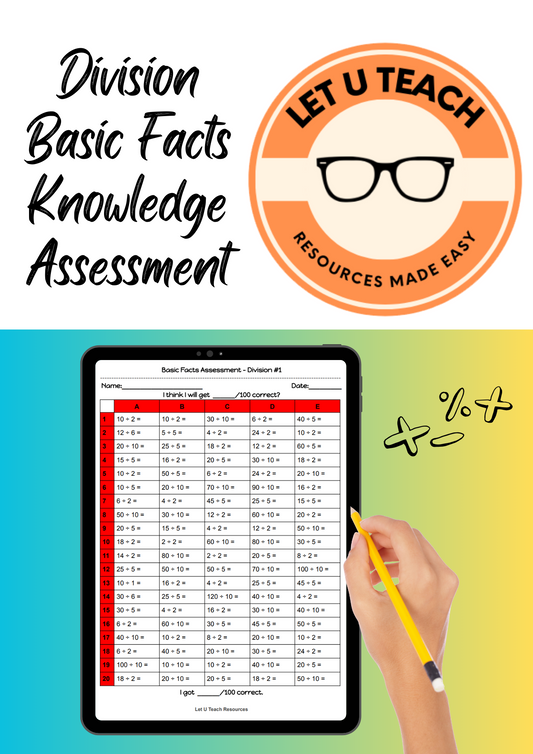 Division Basic Facts Knowledge Assessment