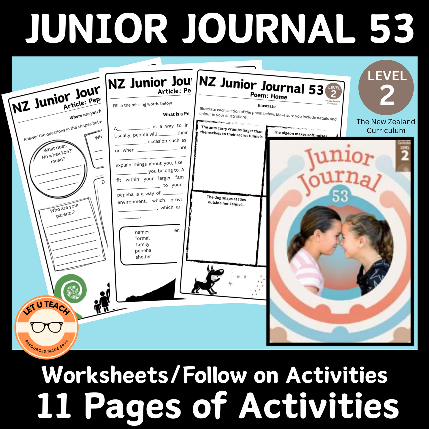 NZ Junior Journal 53, Level 2 Follow on Activities / Worksheets