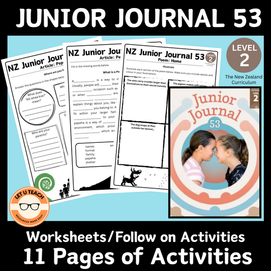 NZ Junior Journal 53, Level 2 Follow on Activities / Worksheets