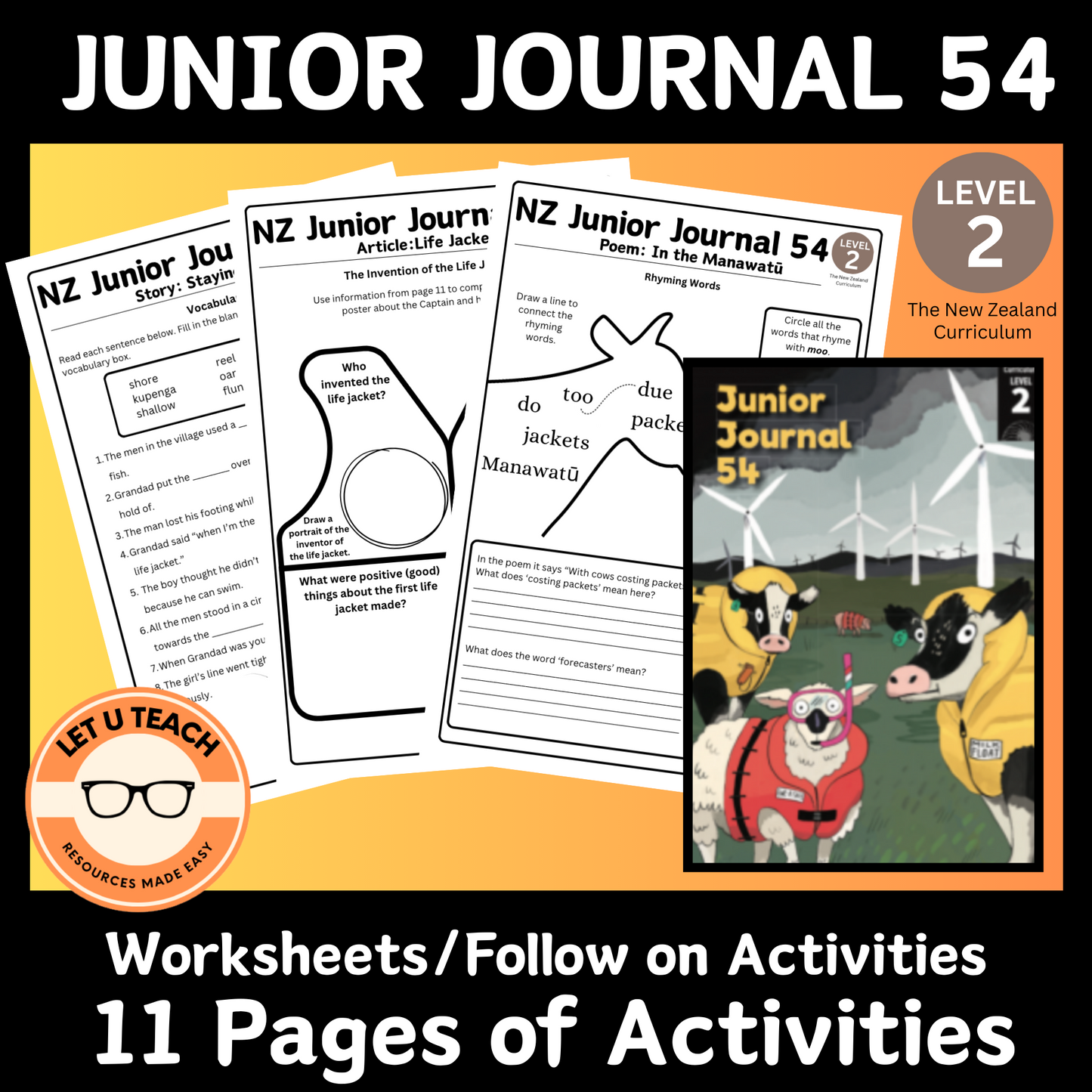 Junior Journal 54, Level 2 Follow Up Activities / Worksheets