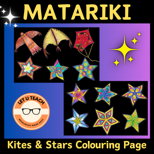 Matariki Kites and Stars Colouring Page