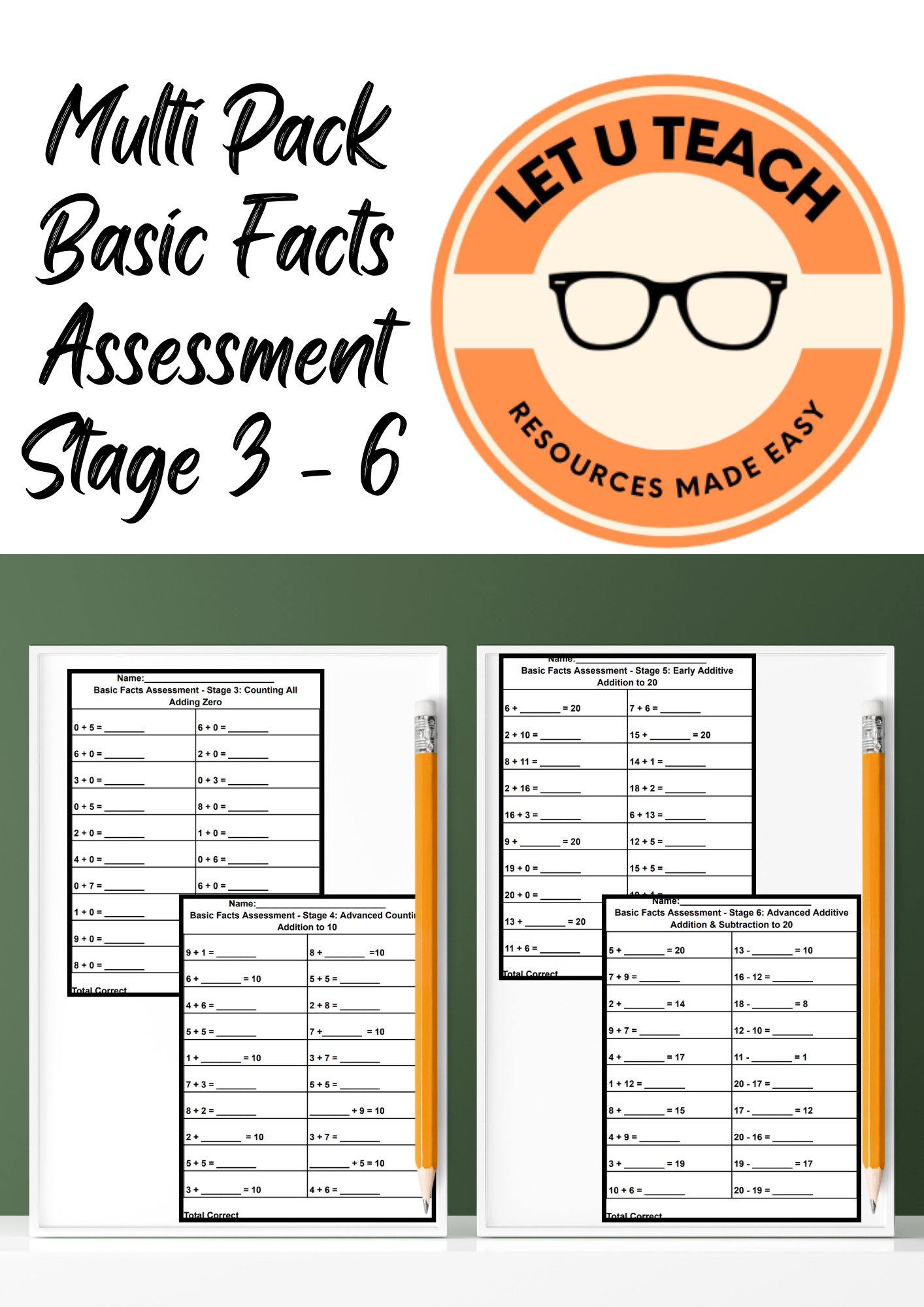 Multi Pack: Basic Facts Assessment Stage 3 - 6