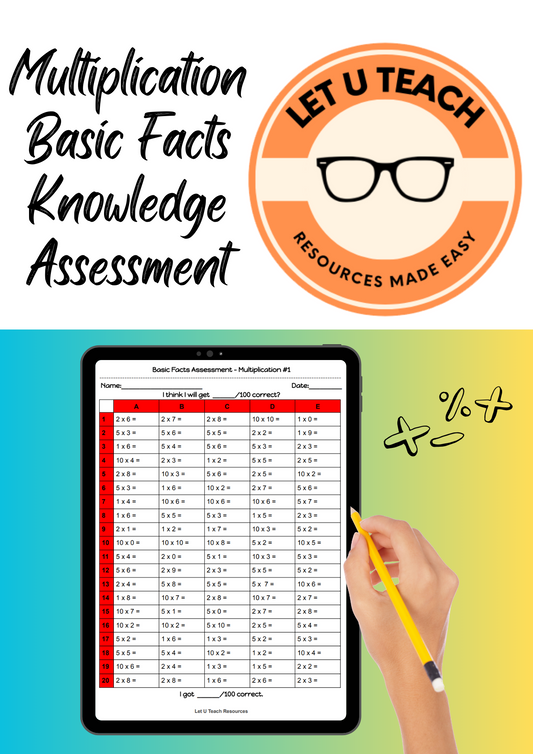 Multiplication Basic Facts Knowledge Assessment