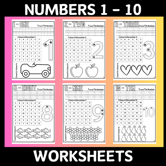 Numbers 1 - 10 Worksheets