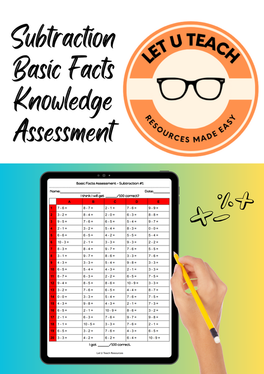 Subtraction Basic Facts Knowledge Assessment