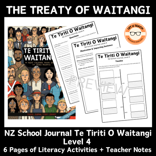 Te Tiriti O Waitangi School Journal Activities